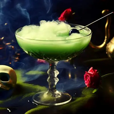 Smokey Green Monster cocktail for Halloween