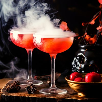 Two smokey Poison Apple cocktails for Halloween
