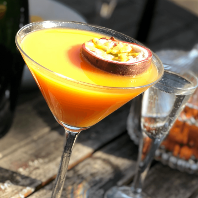 Close up of pornstar martini cocktail