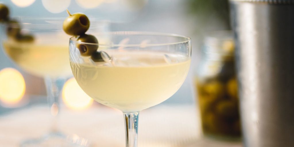 Dirty Martini garnished with olives