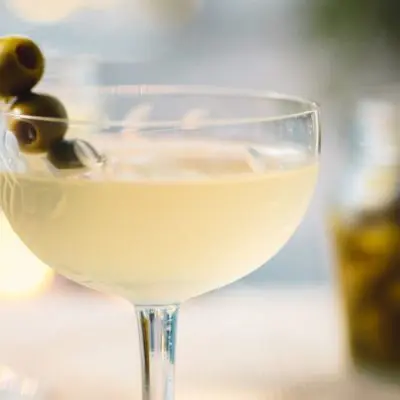 Dirty Martini garnished with olives