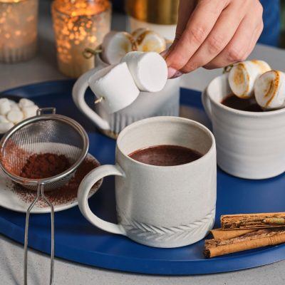 Mexican hot chocolates with marshmallow garnish