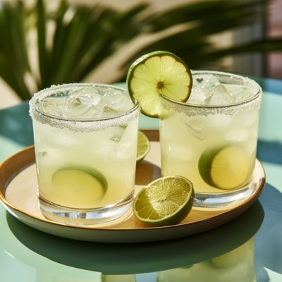 Margarita Mocktails with salt and lime wheels