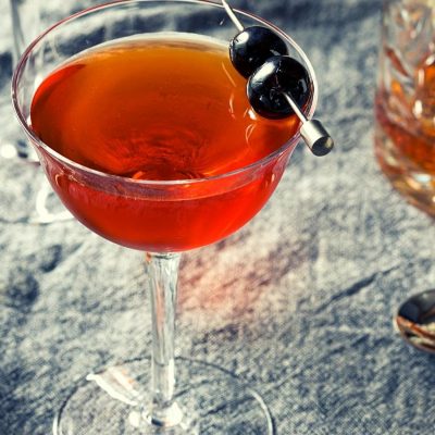 Rob Roy cocktail with Luxardo cherries