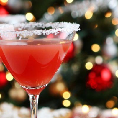 Two Christmas Martini cocktails