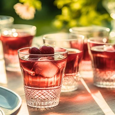 Delicious cherry cocktails garnished with fresh cherries