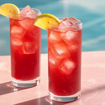 Two Woo Woo cocktails served poolside