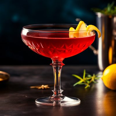 Classic Old Pal cocktail with lemon twist garnish