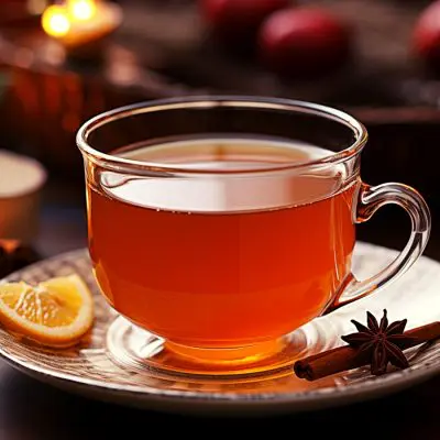 Glass mug of Spiced Apple Cider served at Thanksgiving