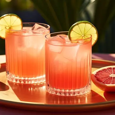 Two Virgin Palomas served in a garden setting