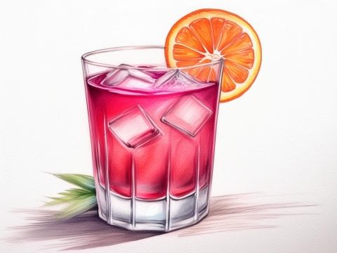 Colour illustration of a vibrant Italian Paloma cocktail
