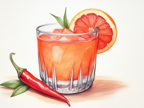 Colour illustration of a Spicy Paloma