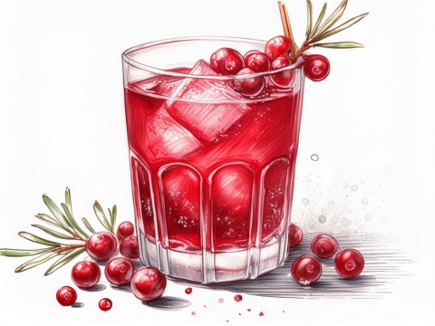Colour illustration of a Spiced Cranberry Paloma