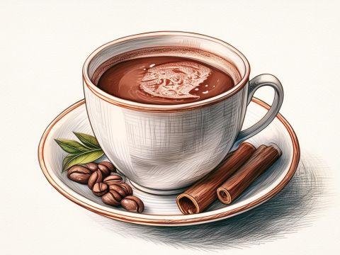 Cozy Tequila Hot Chocolate with a whipped cream topping and cinnamon stick.
