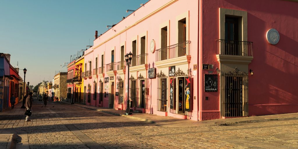 A street view of a town in Mexico