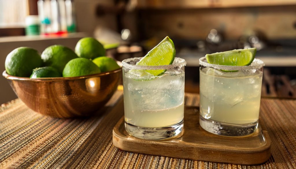 Two Ranch Water cocktails served with lime wedge garnish