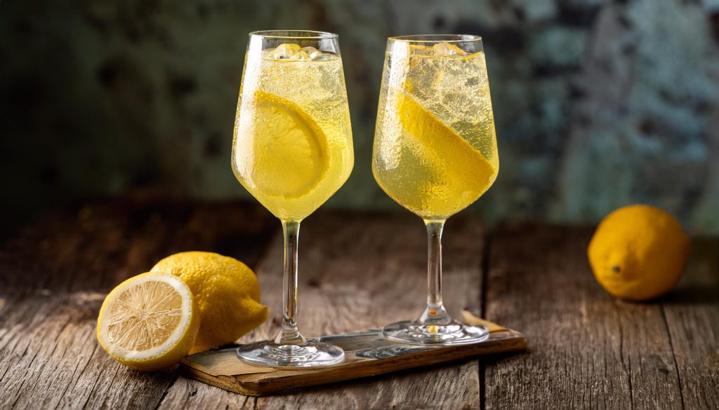 Two lemon and Cognac Gala cocktails 