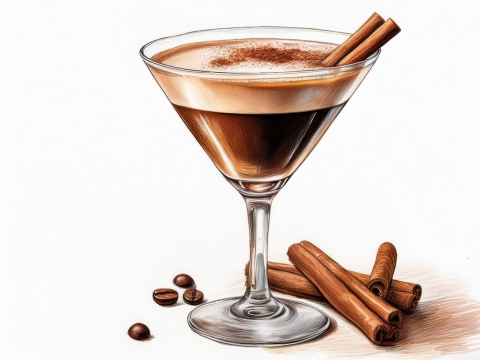 Colour illustration of a Cinnamon Espresso Martini