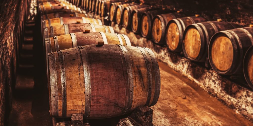 Oak barrels used for ageing cognac, photo by Zsolt-Biczó