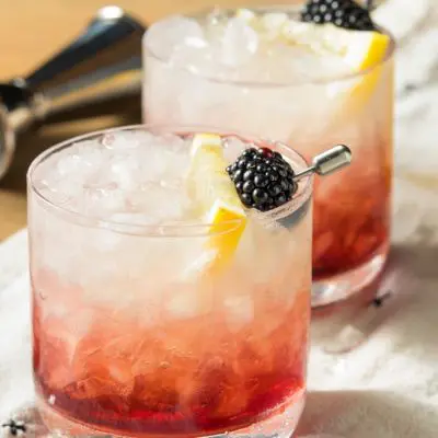 Front view of refreshing Gin Bramble Cocktails