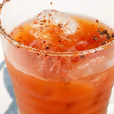 Mexican Candy Shot Cocktail with Sweet Tajin rim