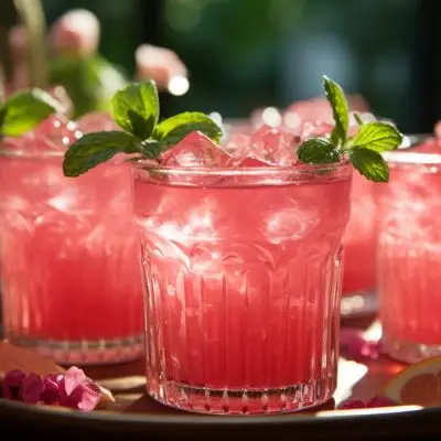 Bourbon Watermelon Cocktails with mint garnish
