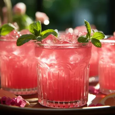 Bourbon Watermelon Cocktails with mint garnish