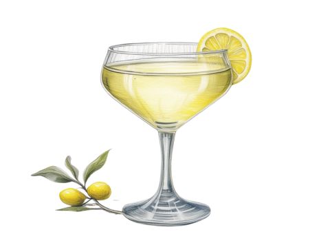 A Penicillin cocktail with a lemon garnish and a smoky presentation.