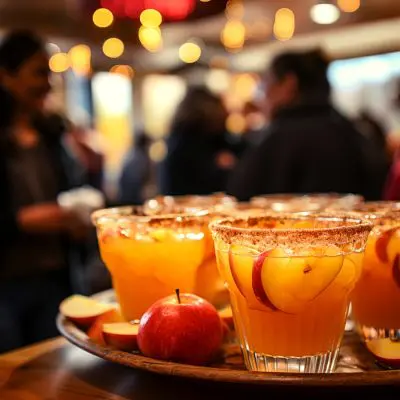 Tray of Apple Cider Margaritas in a Thanksgiving dinner setting