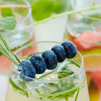 Colourful garnish, blueberry garnish on a skewer