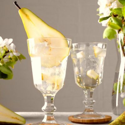 Elegant Pear Martinis with sliced pear garnish