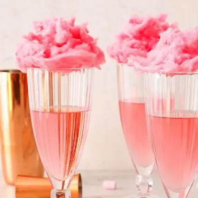 Bright pink cotton candy cocktails