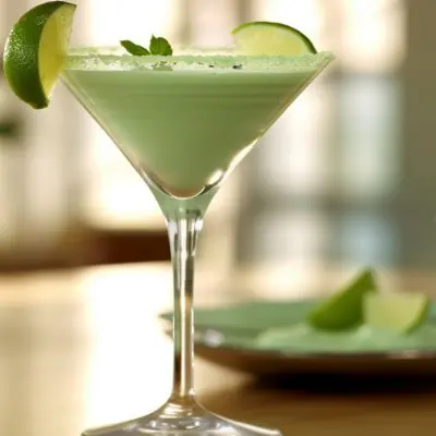 Key Lime Martini with mint and lime garnish