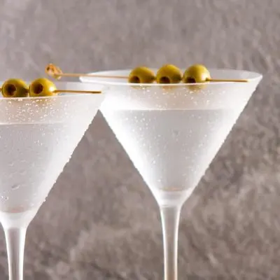 Two Dry Gin Martinis with olives