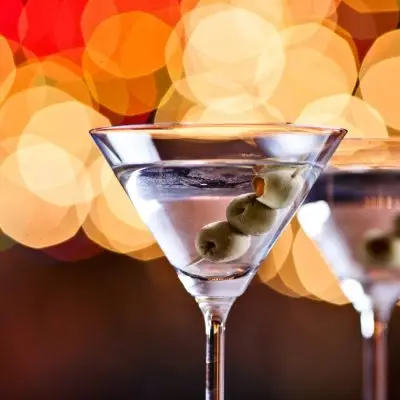 Two Martini Cocktails with Olives