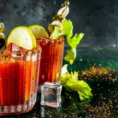 Two spicy Red Snapper cocktails