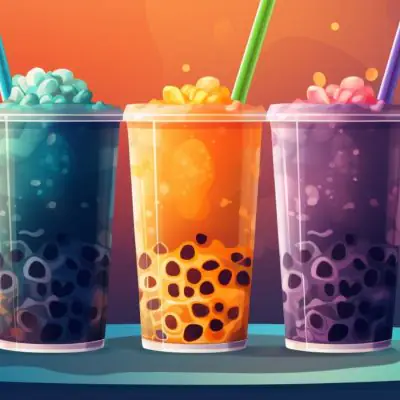 Classic illustration of colorful Boba Cocktails