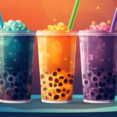 Classic illustration of colorful Boba Cocktails