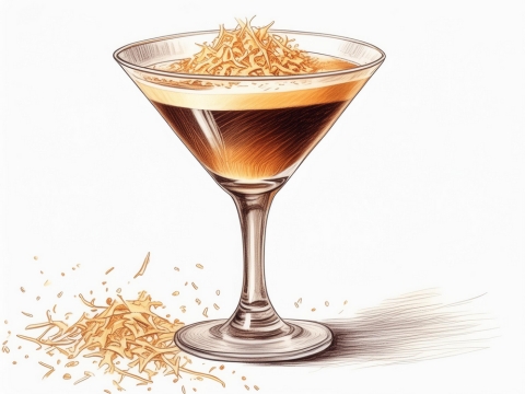 Color illustration of a Parmesan Espresso Martini