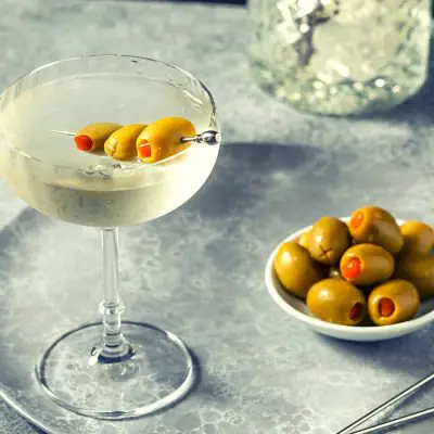 Classic Gin Martini with Olive garnish
