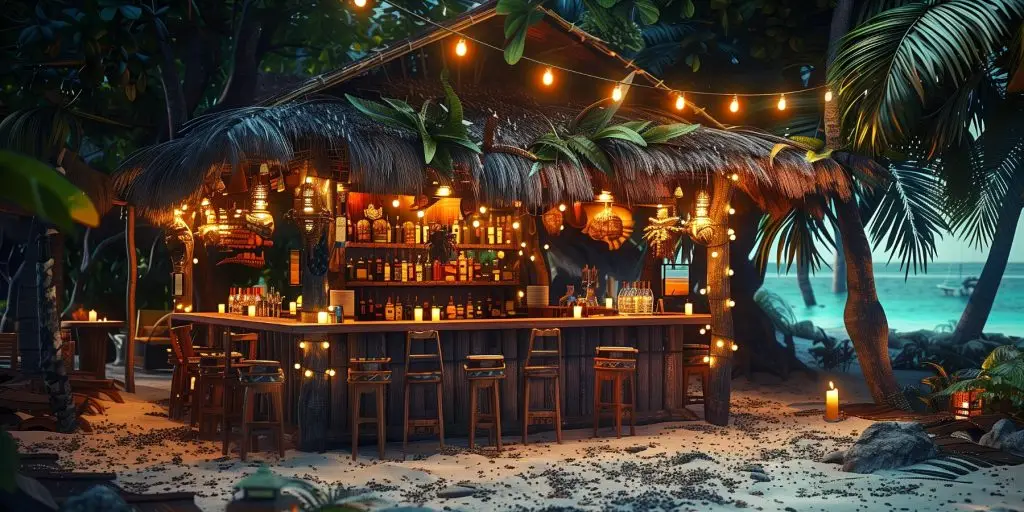 Beach bar next to the ocean