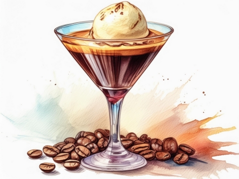 Color illustration of an Affogato Martini