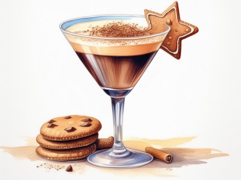 Color illustration of a Gingerbread Martini