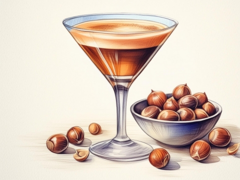 Color illustration of a Hazelnut Espresso Martini