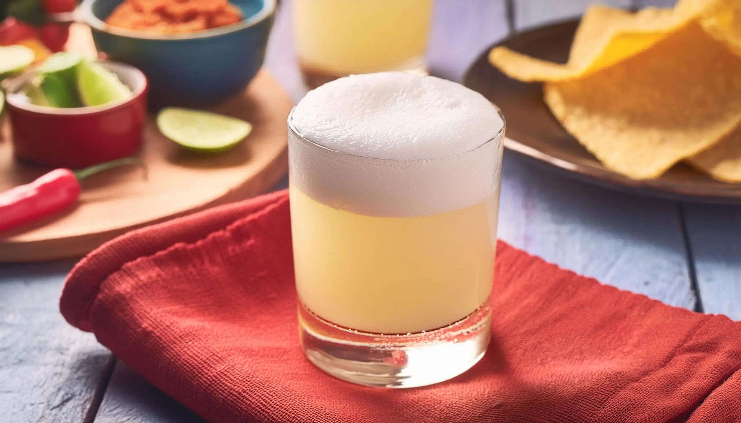 Close-up of a Añejo Tequila Sour with foam on top