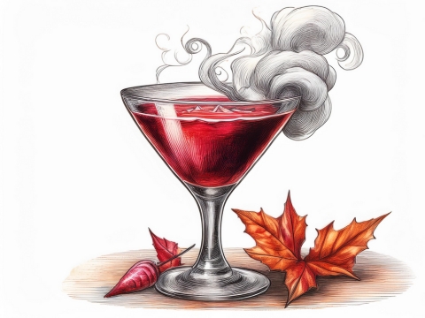 Color illustration of a Vampire's Kiss cocktail